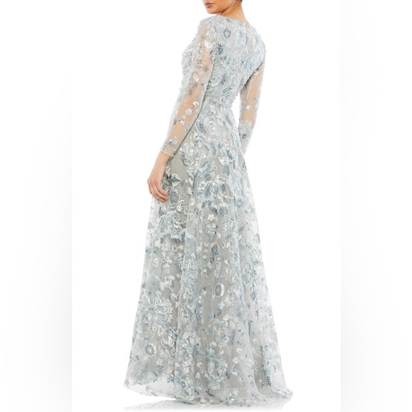 Mac Duggal Floral Embroidered Long Sleeve Gown – Size 6 - Picture 2 of 6